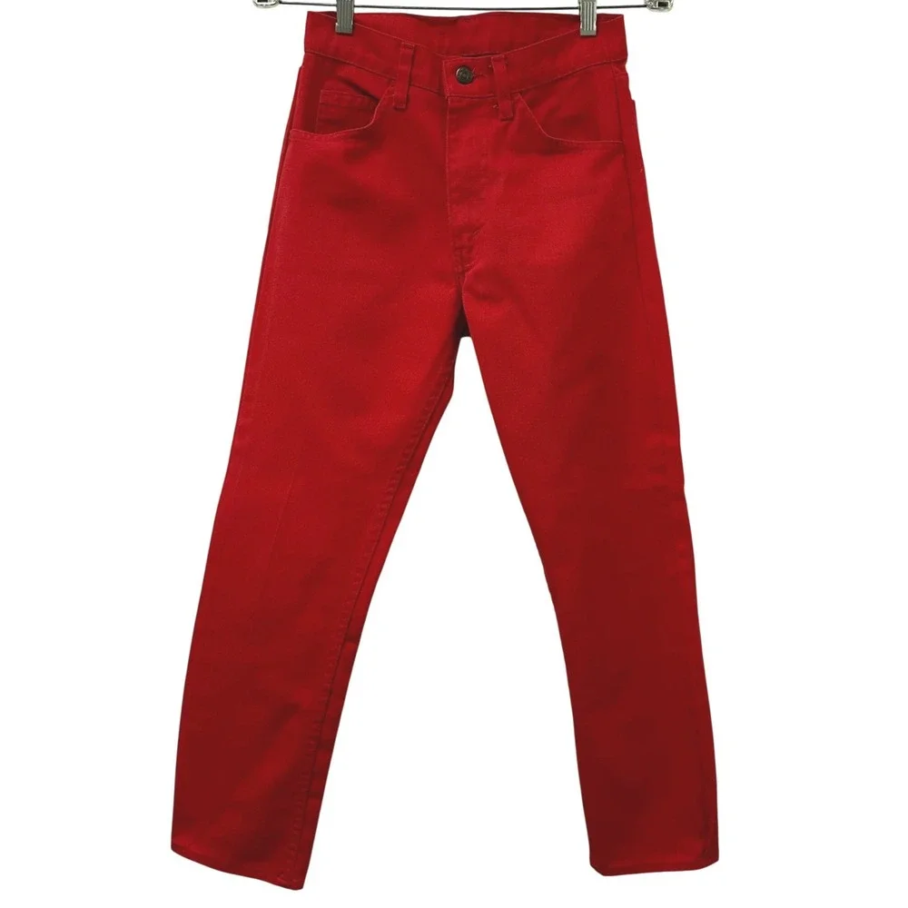 Vintage Levis Red Straight Leg High Rise Pants Made in USA White Tab W28 L32